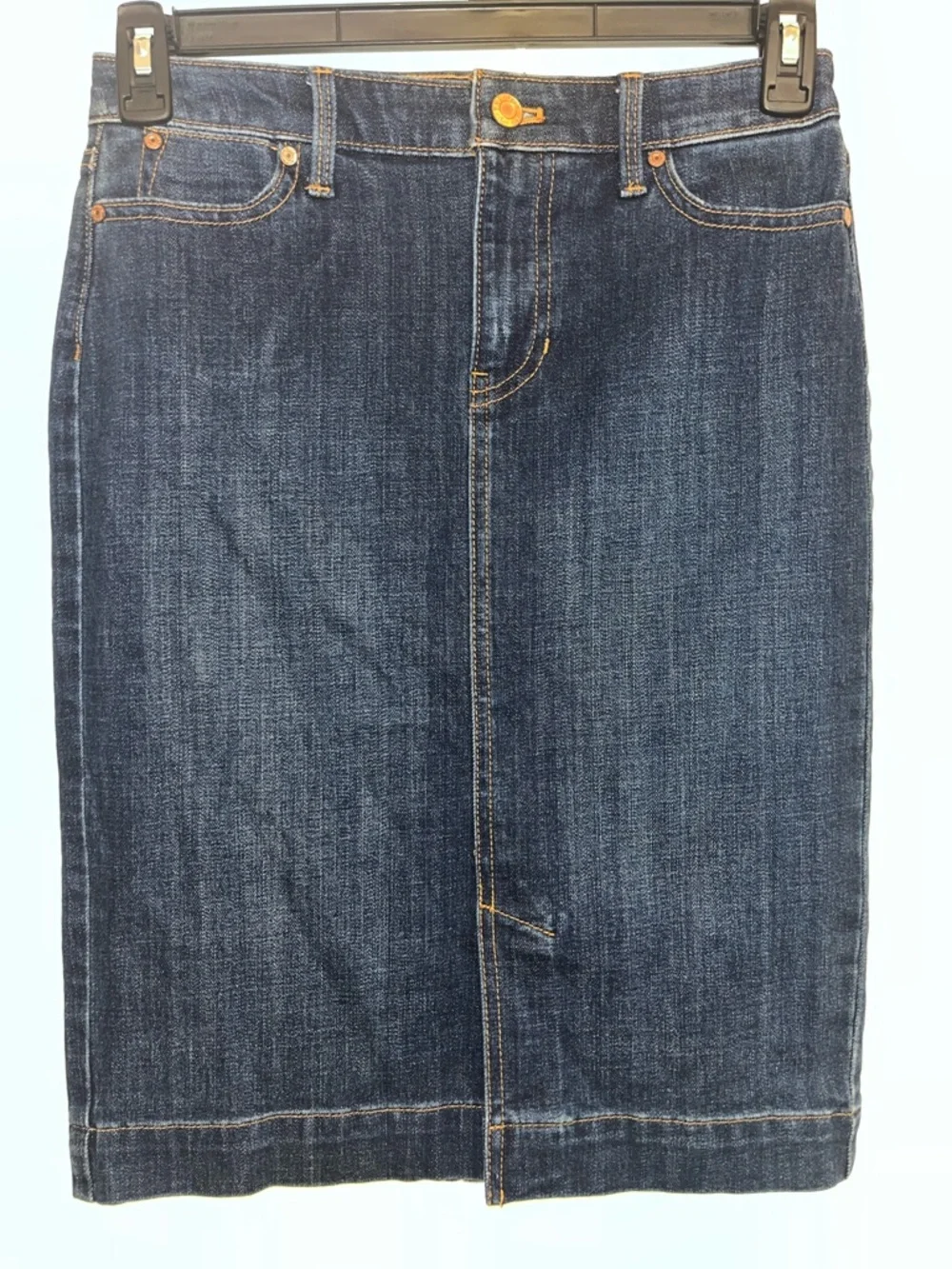 Talbots Petite Sz 2 Dark Blue Denim Midi Skirt, 14.5” Waist, #preppy #petite